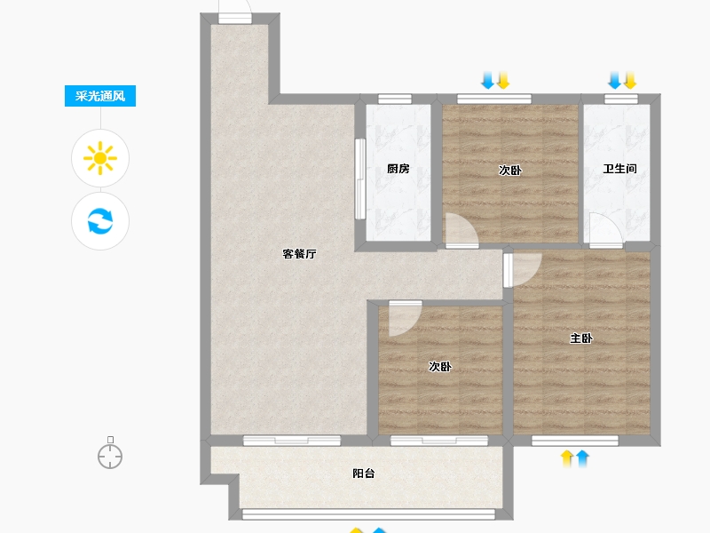 山东省-菏泽市-明泰第一城-88.00-户型库-采光通风