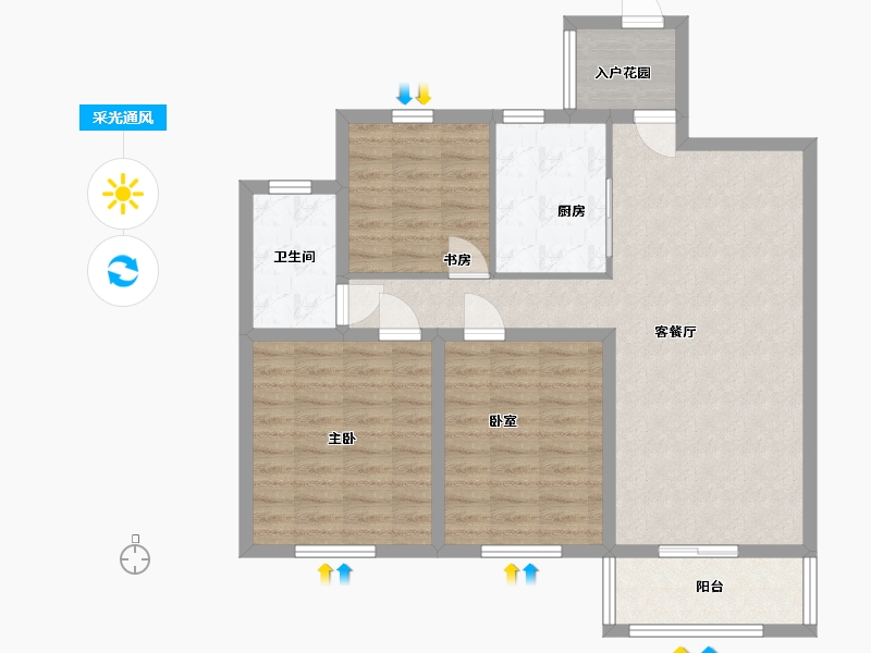 山东省-菏泽市-江南绿城-90.00-户型库-采光通风