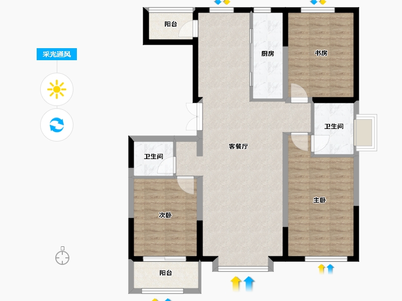 内蒙古自治区-赤峰市-福星二期-132.00-户型库-采光通风