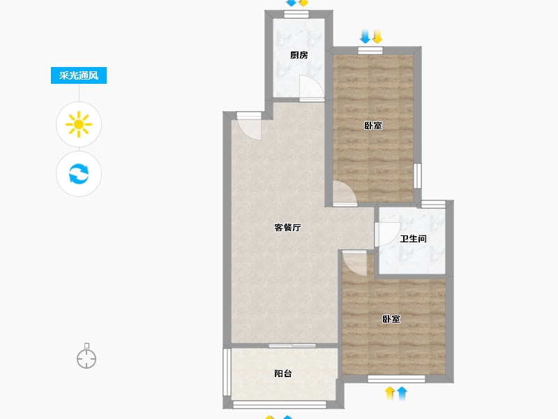 河南省-郑州市-民安尚郡-62.40-户型库-采光通风