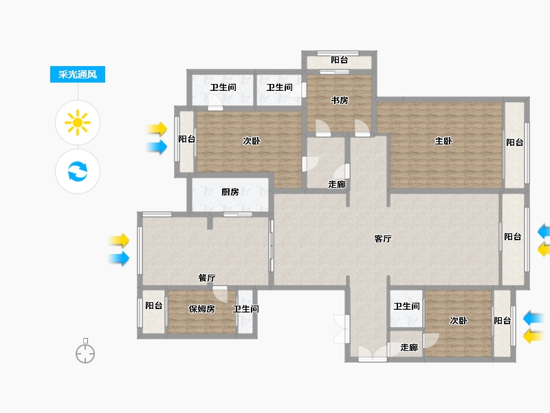 陕西省-西安市-荣禾曲池东岸-210.56-户型库-采光通风