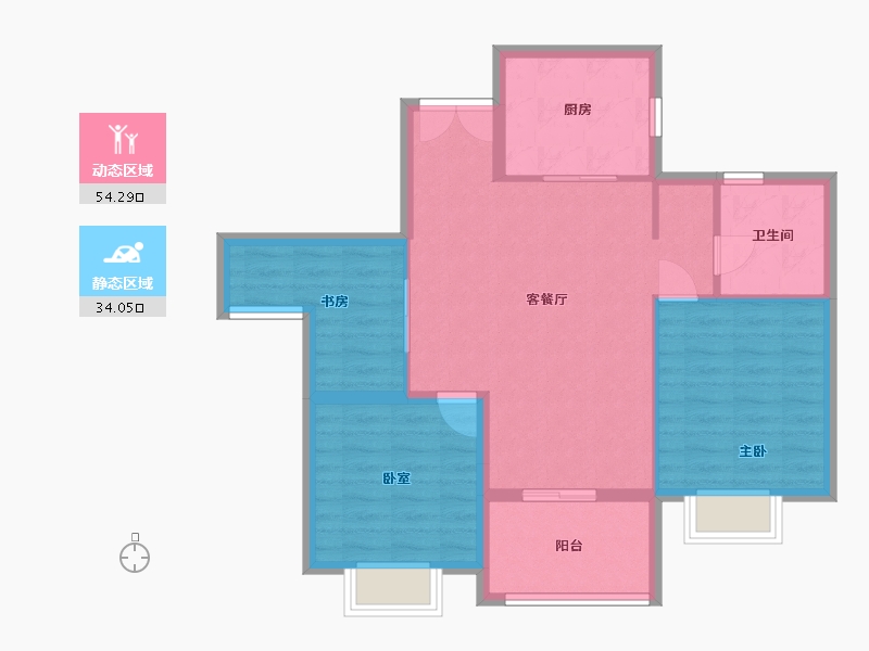 安徽省-合肥市-北城世纪城荣徽苑-79.70-户型库-动静分区