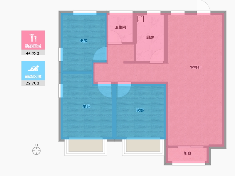 河北省-邯郸市-梦湖澜庭-75.83-户型库-动静分区