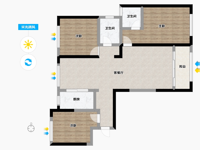 山东省-菏泽市-金河一号-109.25-户型库-采光通风