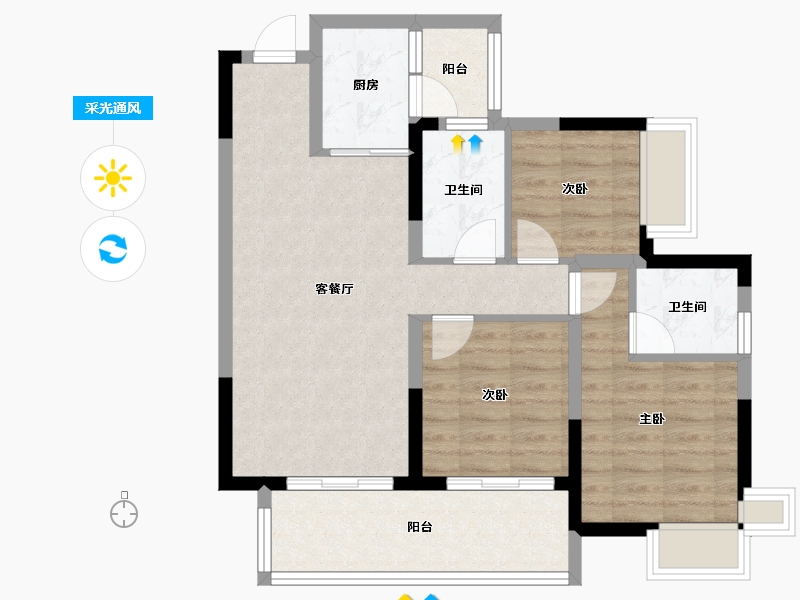 四川省-雅安市-凯悦天地-90.00-户型库-采光通风