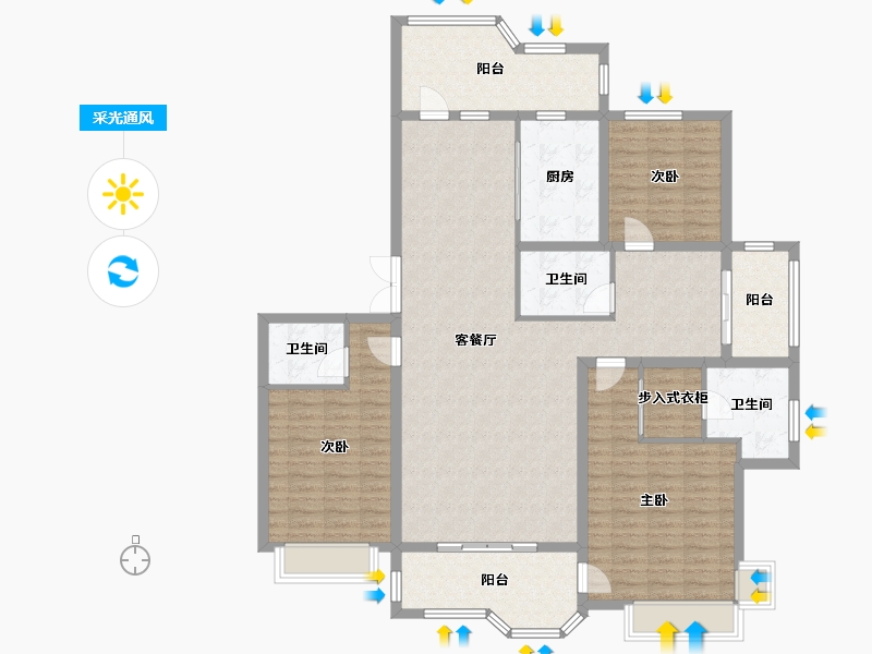 河北省-石家庄市-荣盛华府-143.00-户型库-采光通风