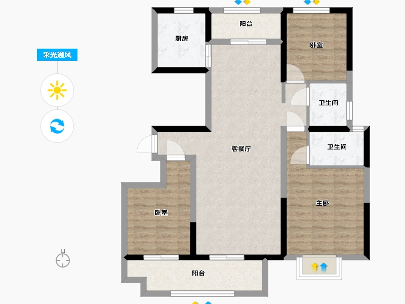 河南省-新乡市-中梁书香府-90.00-户型库-采光通风