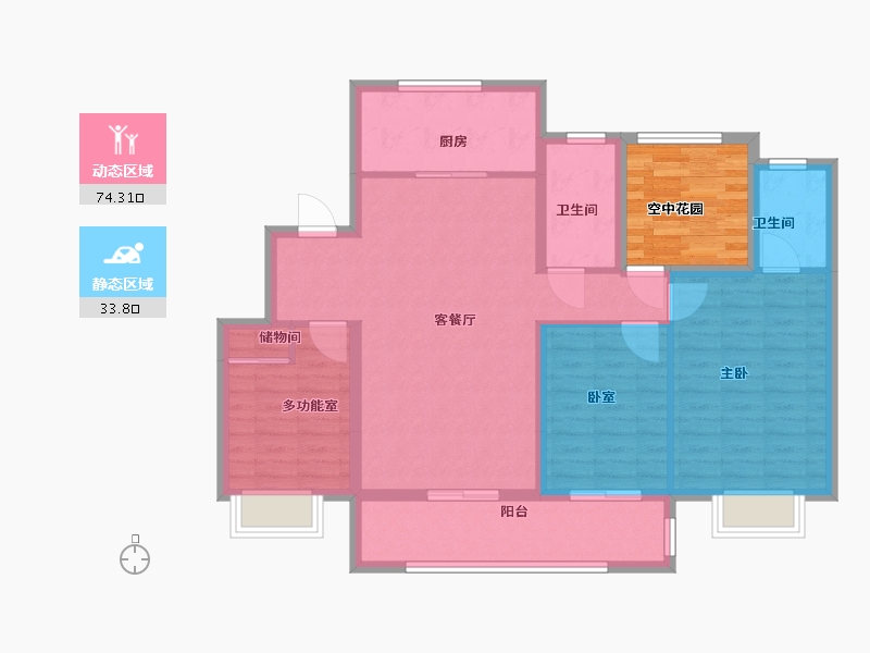 安徽省-滁州市-朗月书院-105.00-户型库-动静分区