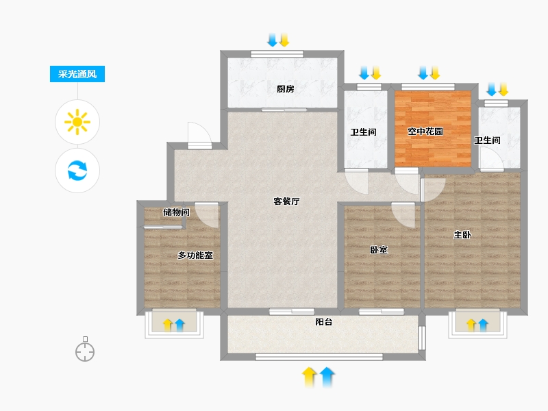 安徽省-滁州市-朗月书院-105.00-户型库-采光通风