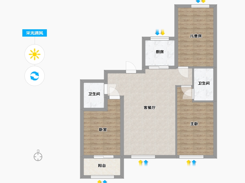 山东省-潍坊市-兰溪学府-87.00-户型库-采光通风