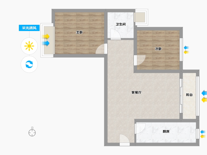 河北省-廊坊市-珠光御景-63.00-户型库-采光通风