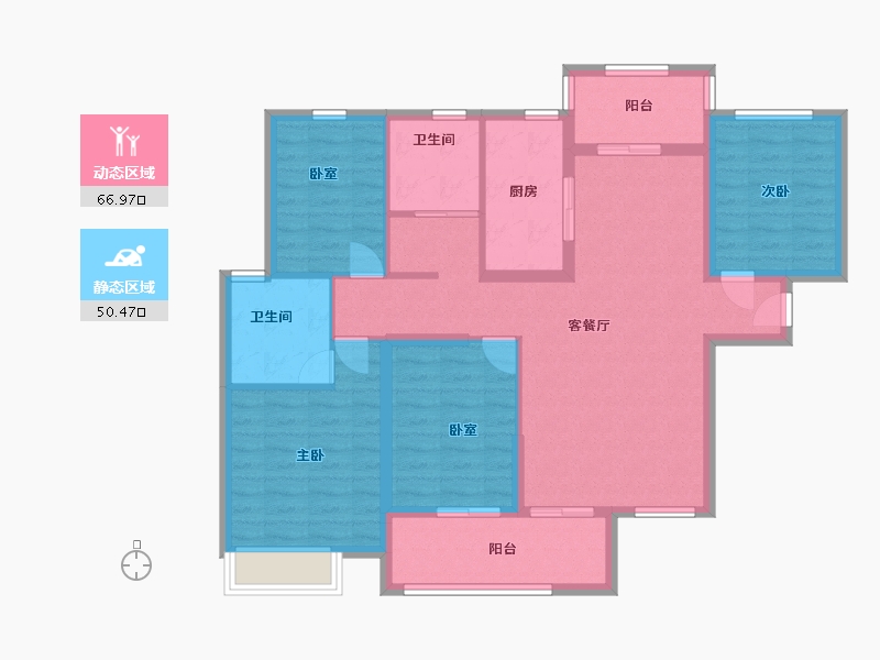 湖北省-荆州市-水岸阳光-105.00-户型库-动静分区