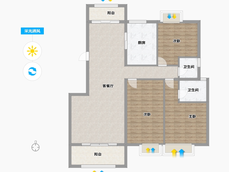 江西省-赣州市-五龙桂园-113.00-户型库-采光通风