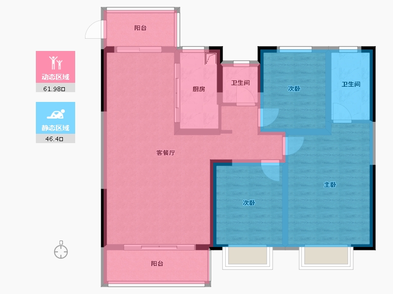 河南省-洛阳市-佳兆业水岸新都-95.80-户型库-动静分区