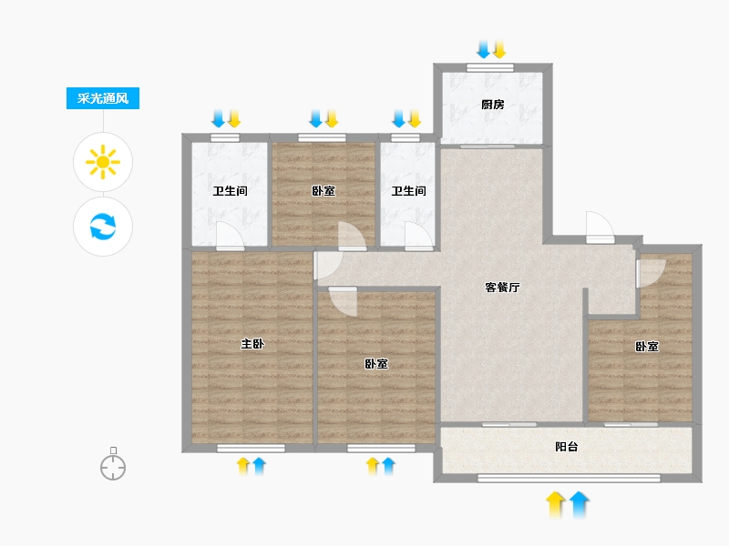 浙江省-嘉兴市-华润置地置地中心幸福里-114.00-户型库-采光通风