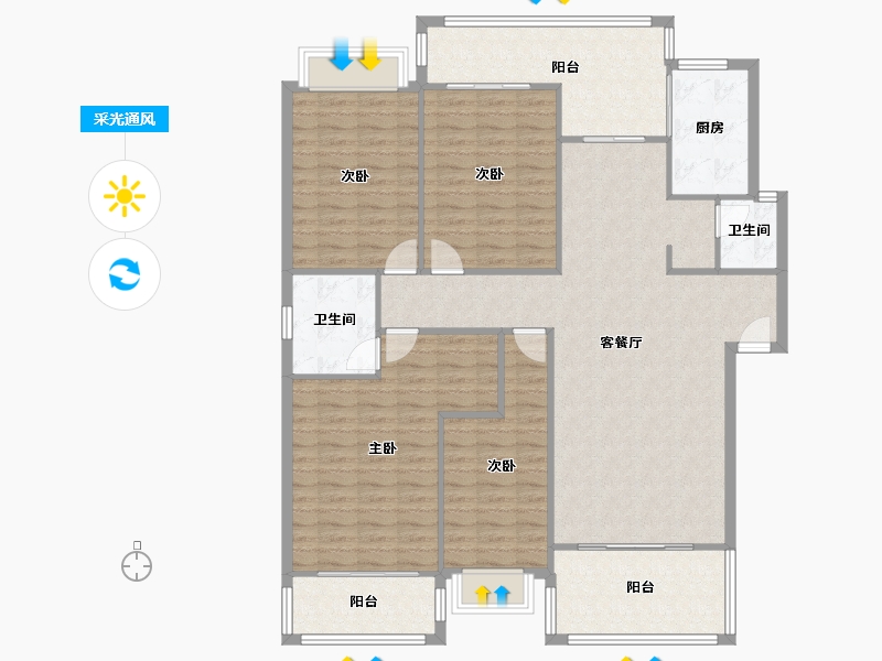 四川省-南充市-清泉小区-西区-144.00-户型库-采光通风