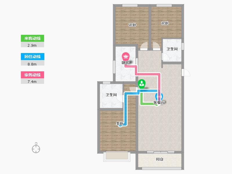 陕西省-咸阳市-阳光城沣太花园-115.00-户型库-动静线