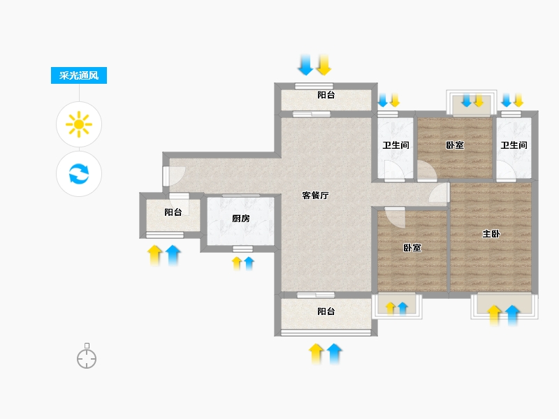 广东省-江门市-御锦珑湾-88.05-户型库-采光通风