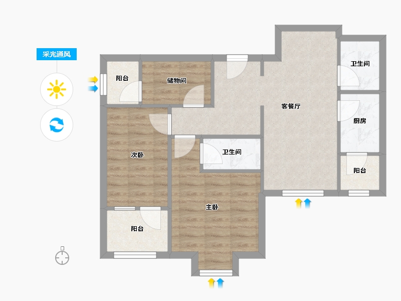 天津-天津市-泓林园-63.09-户型库-采光通风