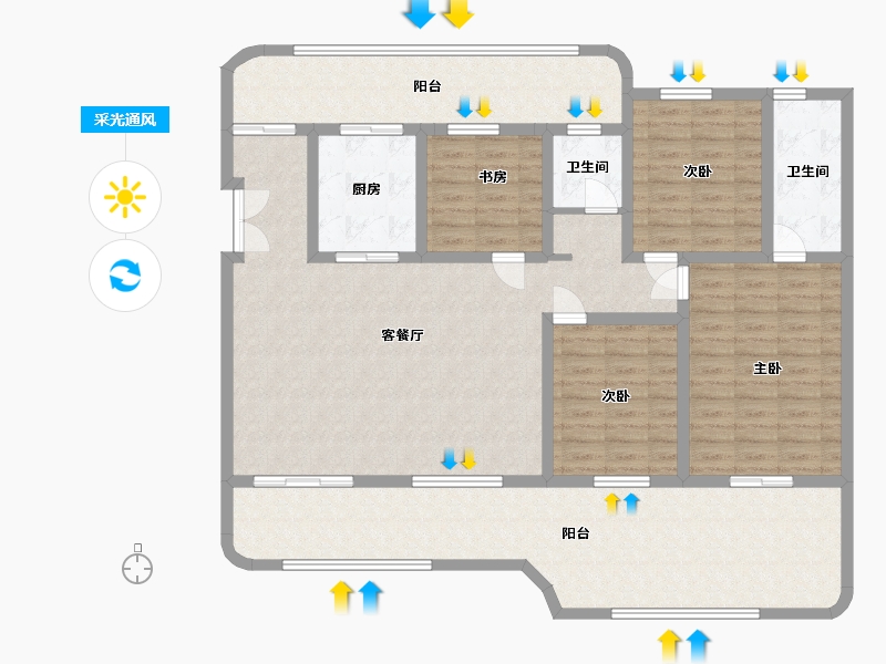 云南省-玉溪市-华城大公馆-146.59-户型库-采光通风