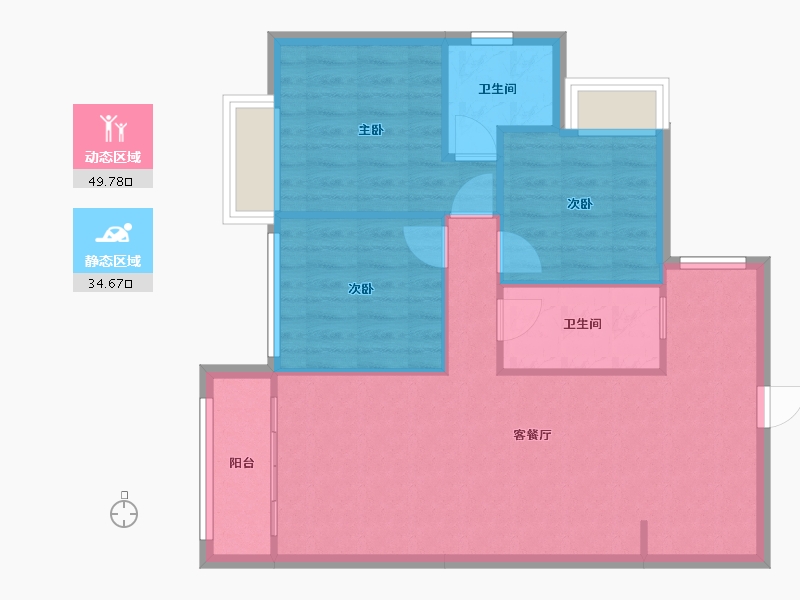 广东省-广州市-雍晟岭南雅苑-90.00-户型库-动静分区