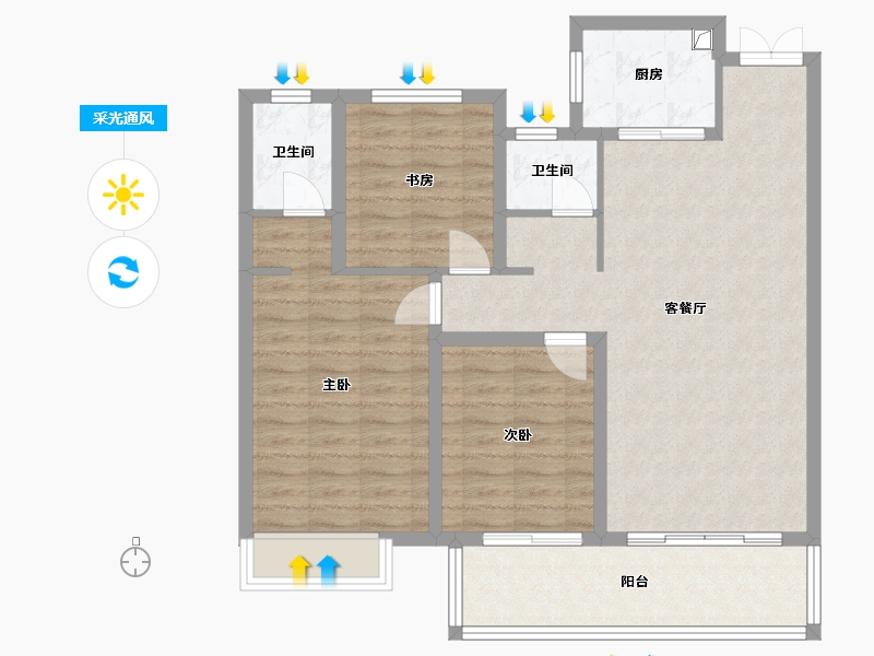 河南省-驻马店市-中蓝香溪湾-95.00-户型库-采光通风