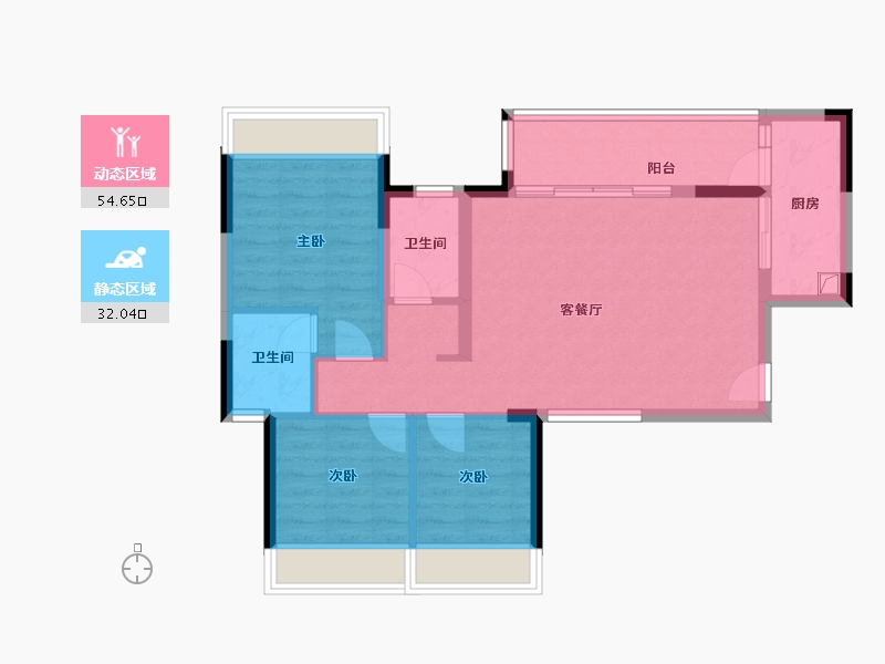 重庆-重庆市-泽科大河悦府-83.00-户型库-动静分区