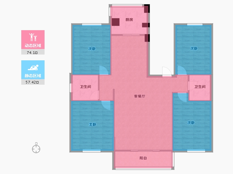 陕西省-西安市-高科花园-南区-117.30-户型库-动静分区