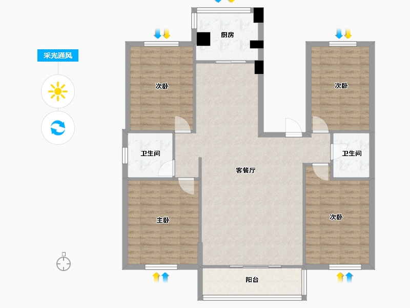 陕西省-西安市-高科花园-南区-117.30-户型库-采光通风