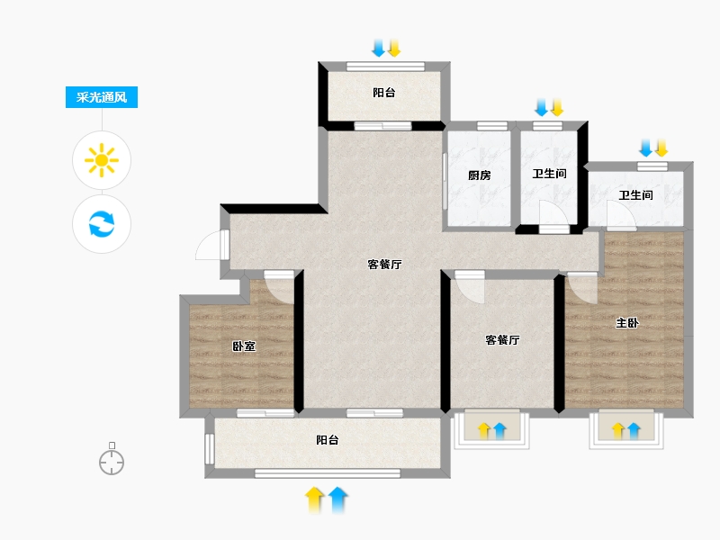 河南省-漯河市-瑞贝卡瑞和园-90.00-户型库-采光通风