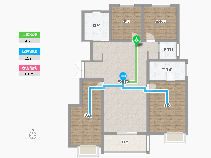 陕西省-宝鸡市-育才天悦府2期-136.00-户型库-动静线