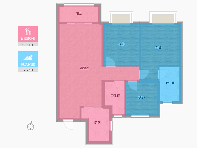 天津-天津市-大华国展公园世家-76.00-户型库-动静分区