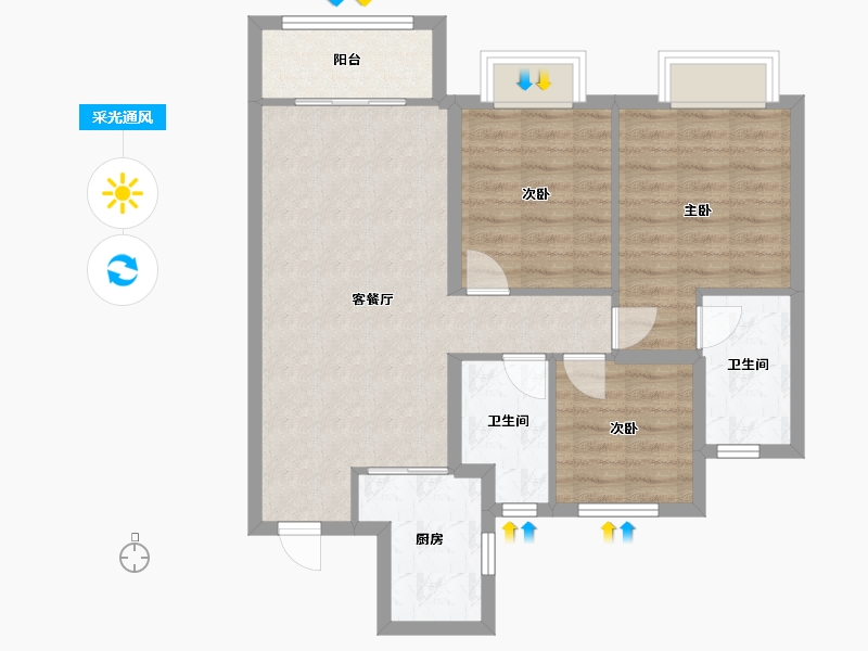 天津-天津市-大华国展公园世家-76.00-户型库-采光通风