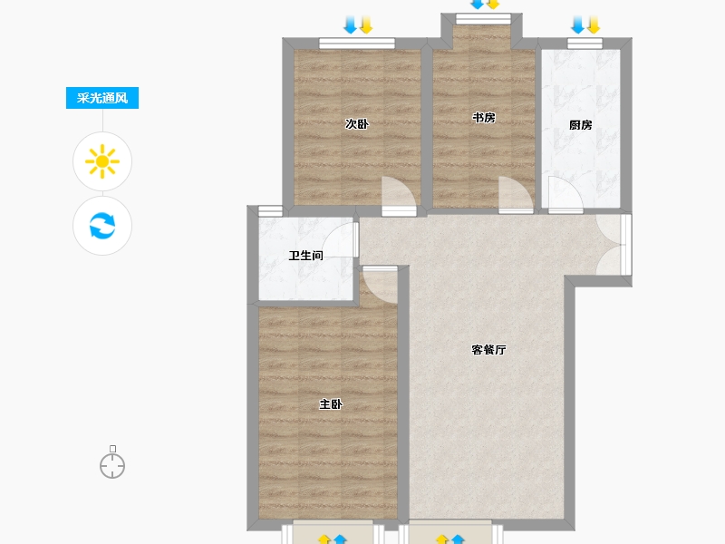 河北省-廊坊市-京汉君庭-75.00-户型库-采光通风