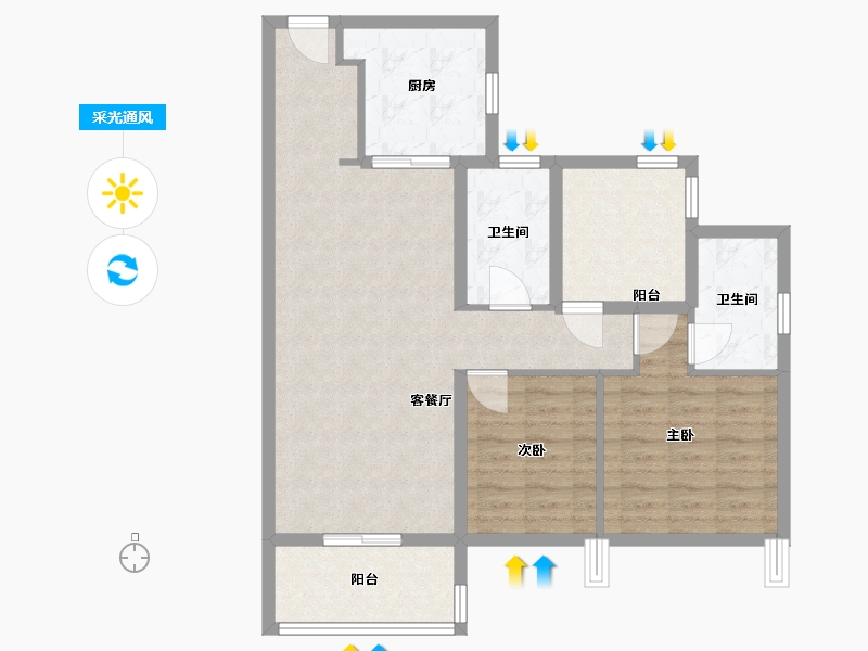 广东省-佛山市-美的云璟-85.00-户型库-采光通风