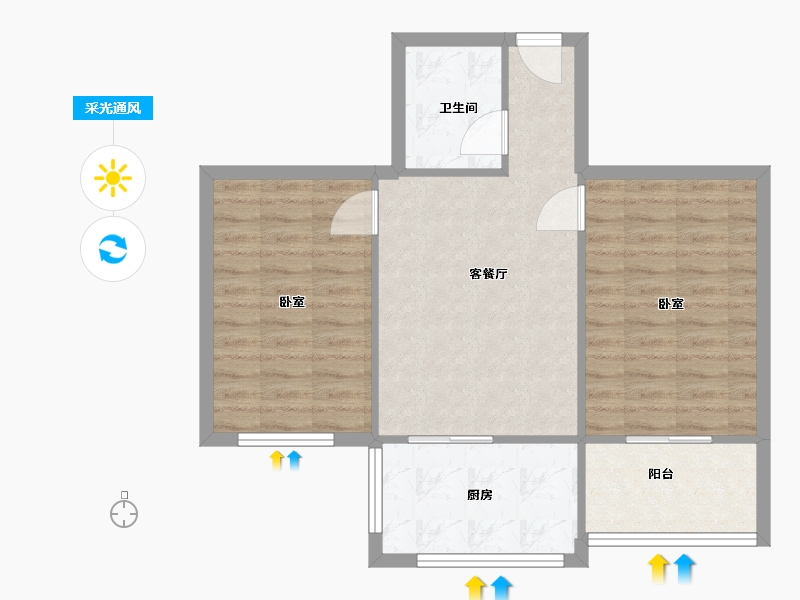 陕西省-西安市-西安海纳集团星火路小区-67.80-户型库-采光通风