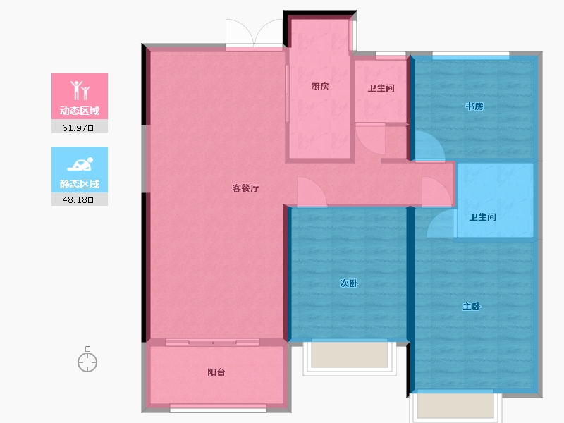 山东省-菏泽市-龙翔中央檀府-100.00-户型库-动静分区