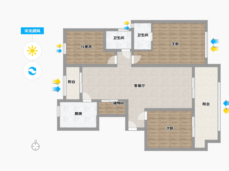 河南省-商丘市-建业幸福里-122.00-户型库-采光通风