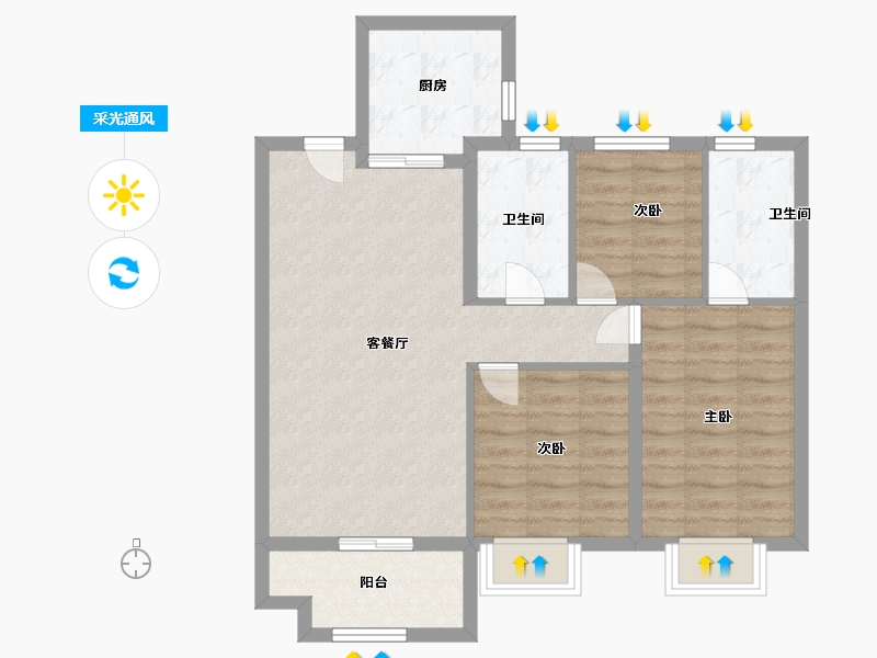 江西省-南昌市-保利紫云-76.50-户型库-采光通风