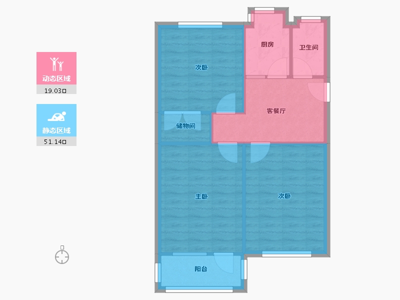 安徽省-合肥市-西园新村-65.80-户型库-动静分区