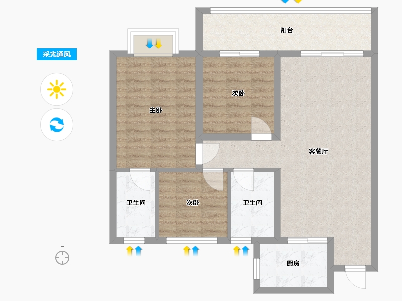 河南省-平顶山市-林溪天悦-83.00-户型库-采光通风