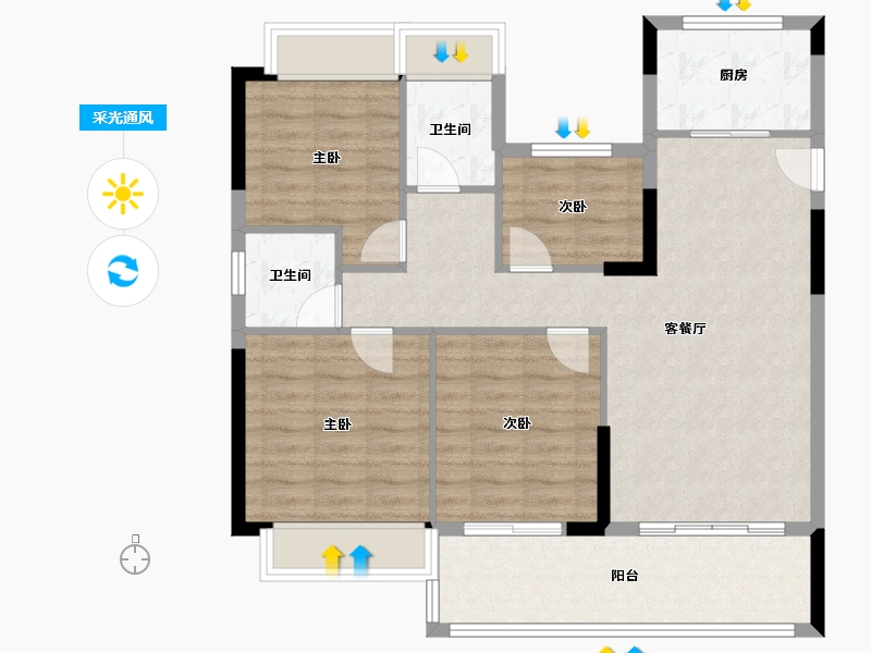 福建省-泉州市-晋兴学府-120.00-户型库-采光通风