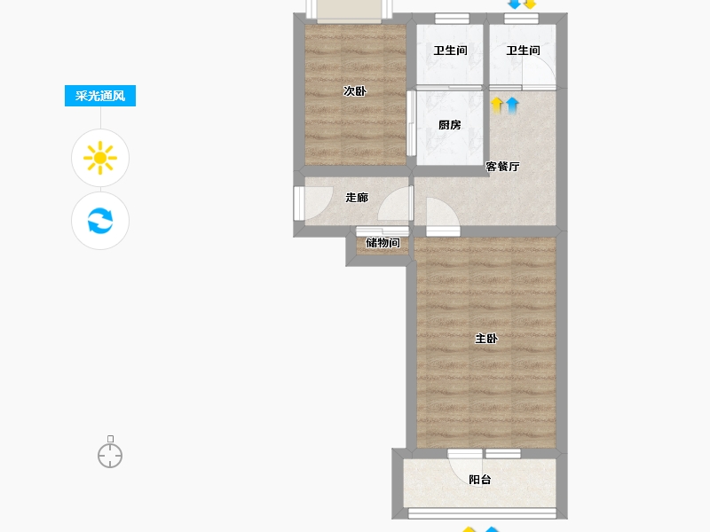 北京-北京市-曙光西里-45.00-户型库-采光通风