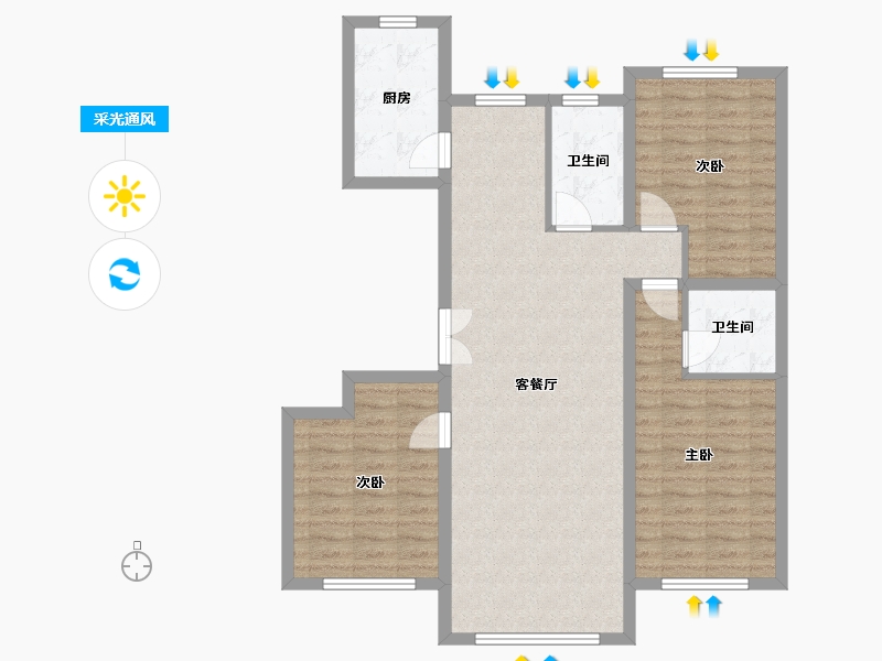 吉林省-白山市-森林御景-106.00-户型库-采光通风