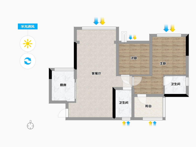 四川省-乐山市-蓝城绿洲-74.57-户型库-采光通风