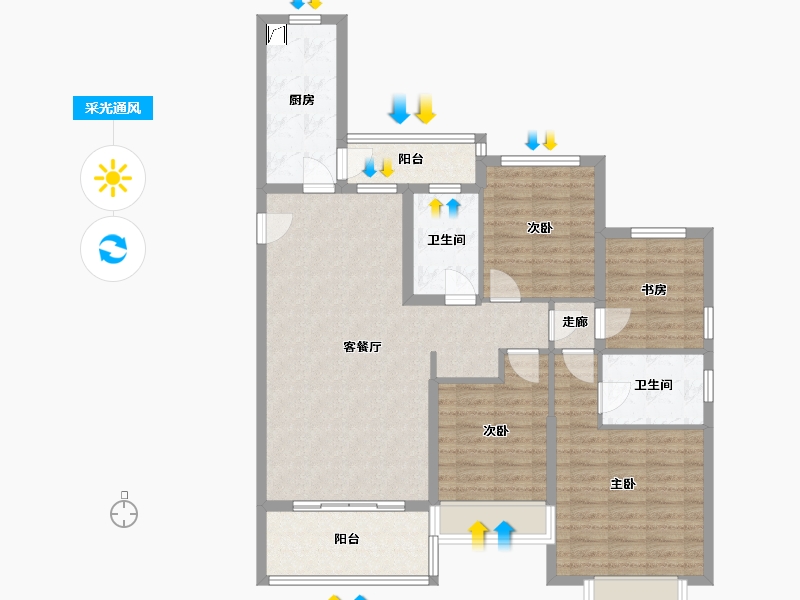 浙江省-绍兴市-恒大越府-108.00-户型库-采光通风