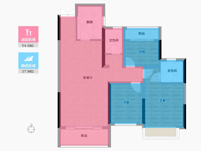 湖南省-岳阳市-天伦溪山府-85.61-户型库-动静分区