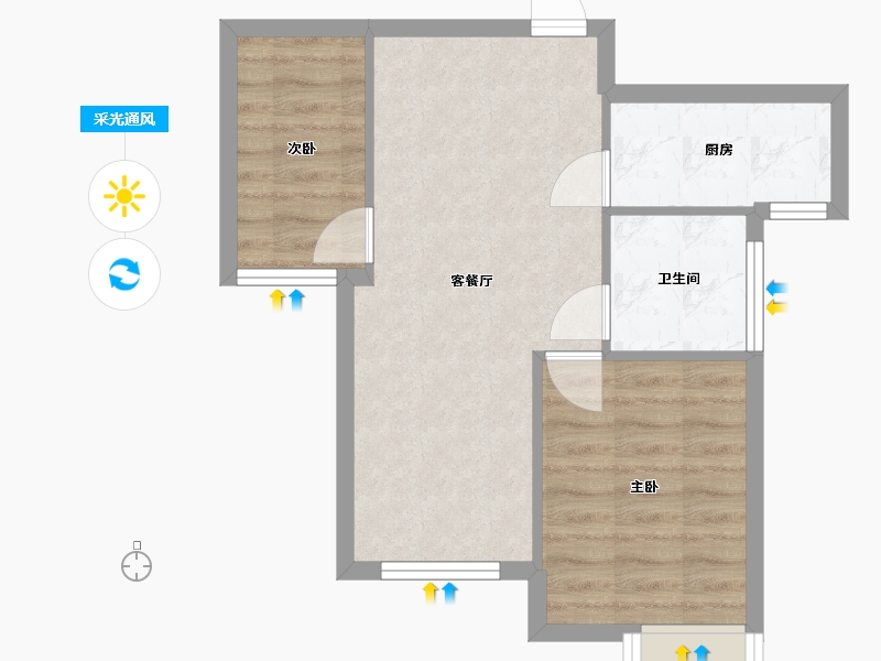 浙江省-宁波市-浃江小区山清轩-54.20-户型库-采光通风