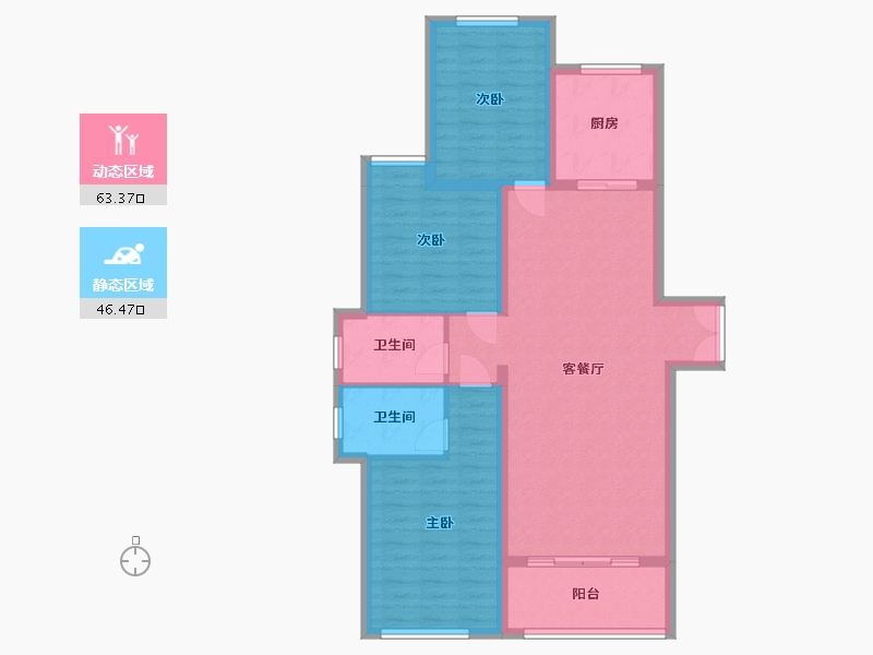 湖北省-十堰市-阳光华府小区-96.00-户型库-动静分区