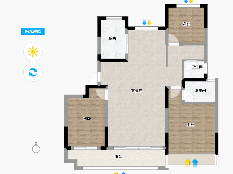 山东省-泰安市-康园-125.00-户型库-采光通风